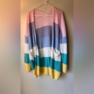 Unique Vintage Pastel Striped Cardigan